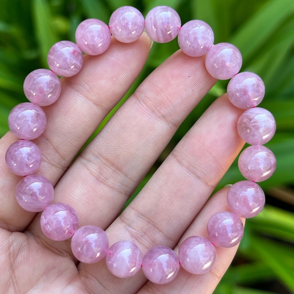 9.5mm stretchable purple rose quartz bracelet 0277‎